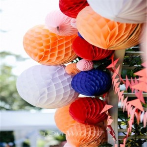Partij decoratiesets inclusief Pom Flower ronde papieren zakdoekjefan kleurrijk gesneden voor verjaardag